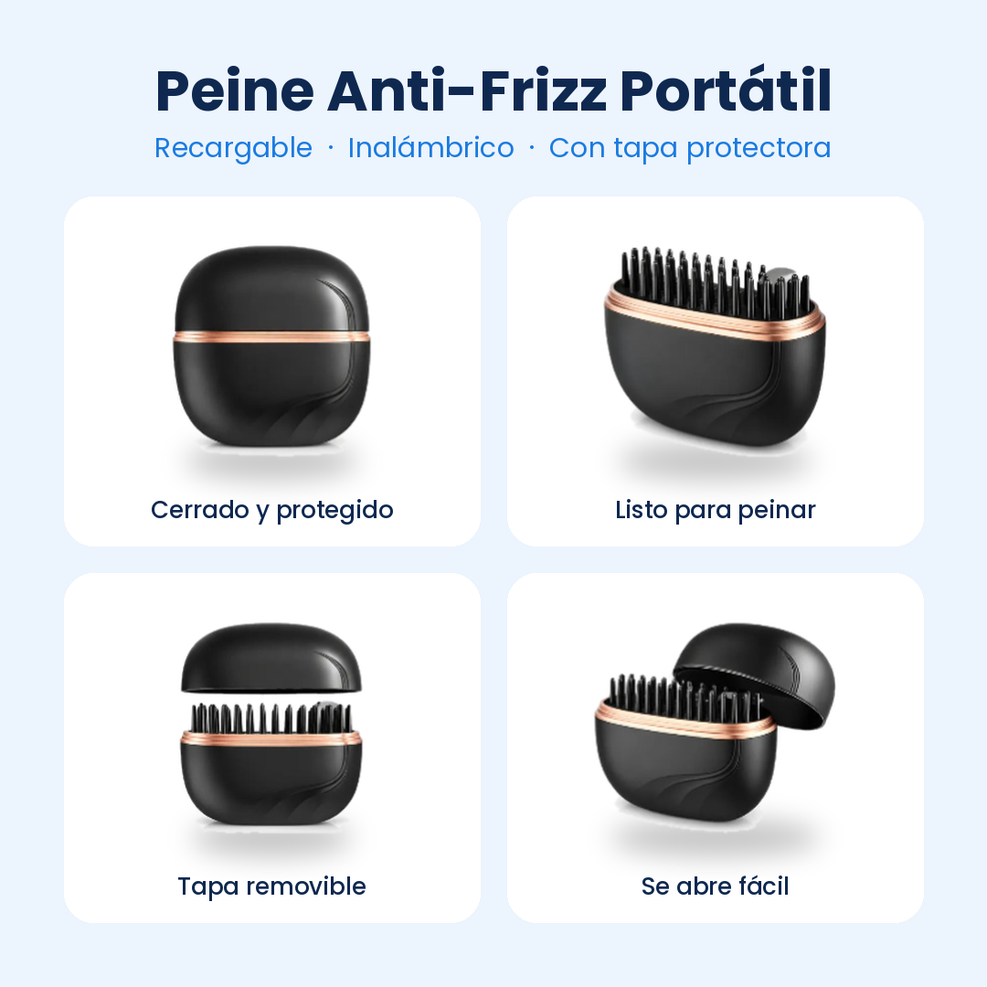 Peine Anti-Frizz Portátil y Recargable