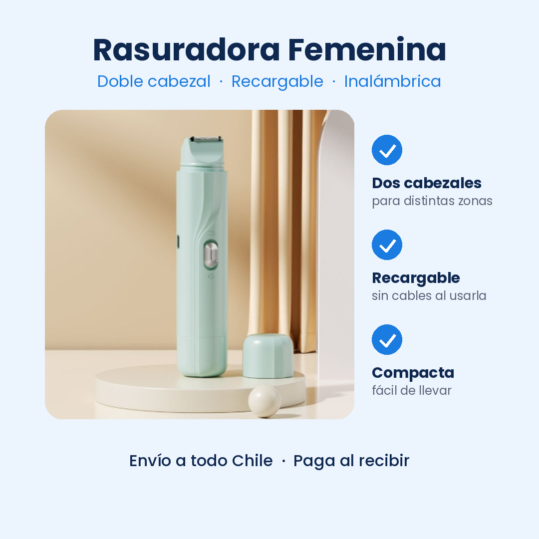 Rasuradora Femenina Doble Cabezal Recargable