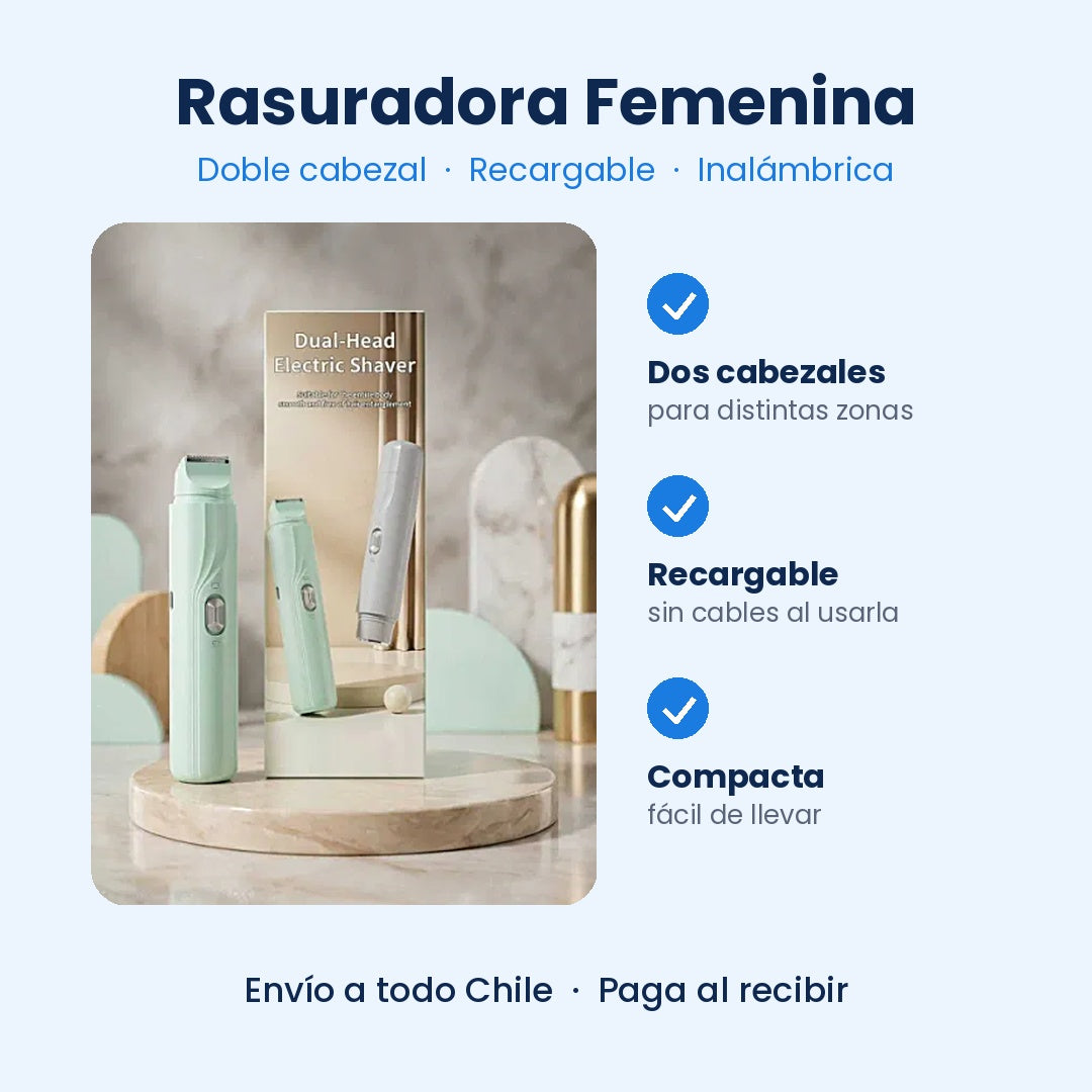 Rasuradora Femenina Doble Cabezal Recargable